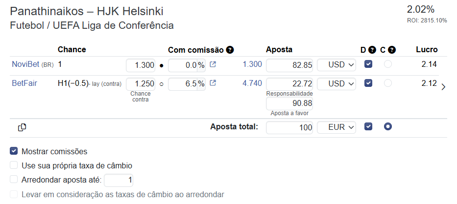 Surebets calculator