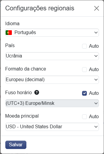 Configurações regionais