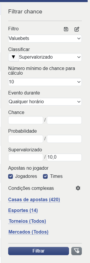 Valuebets filter